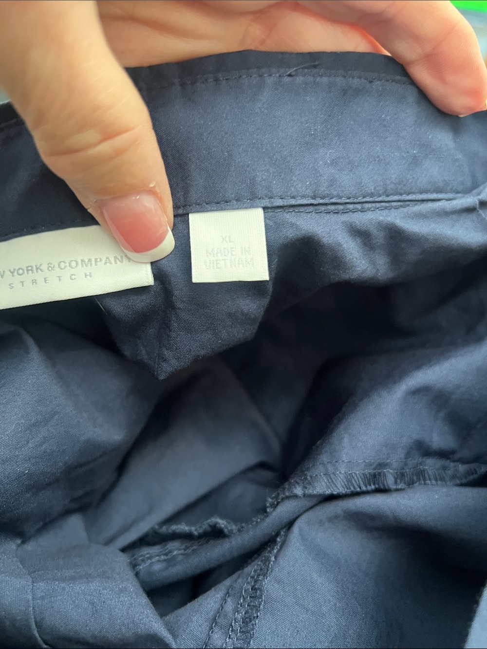 New York & Company Navy Button-Front Women's Blouse - Picture 7 of 8